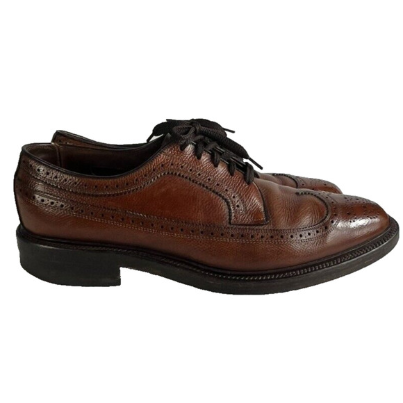 Allen Edmonds Shoes Mens 10A Brown Leather Longwingtip Brogue MacNeil Oxfords main image 4